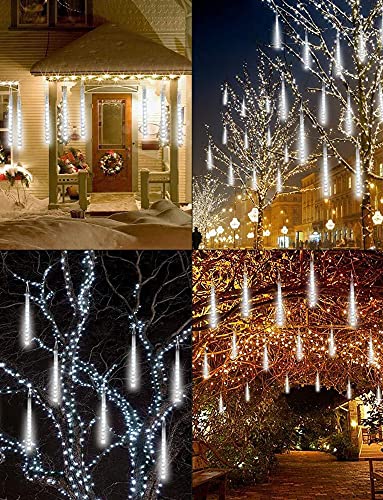 SVNONVE Meteor Shower Light White, Icicle Rain Drop Snow Falling Lights Cascading Lighting Waterproof Ultra Bright Romantic Lights for Party,Wedding,Christmas