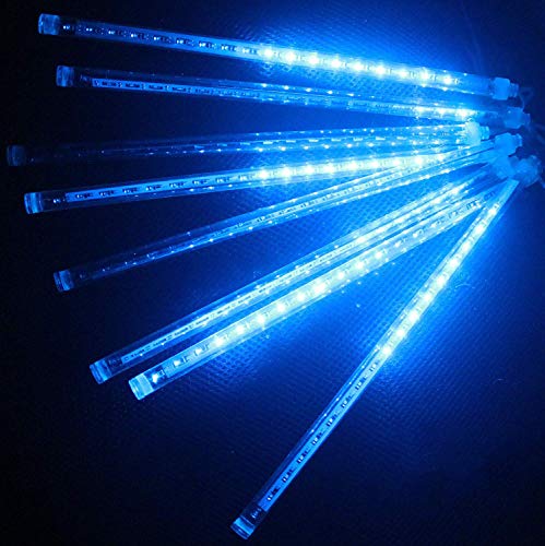 Loveboat Rain Drop Lights 8 Tubes 30cm 192LEDs Meteor Shower Falling LED Tree Cascading String Lights for Outdoor Christmas Decoration (UK Plug) (Blue)