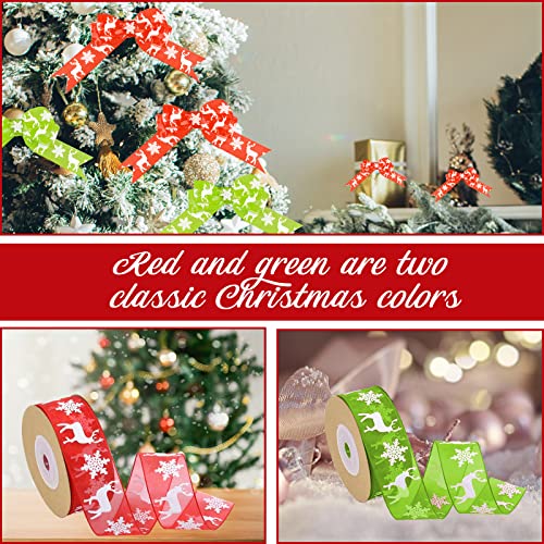 Snowflake Elk Christmas Ribbon: 2 Rolls, 20M