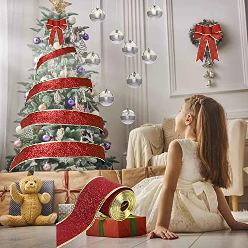 Glitter Christmas Tree Ribbon for Festive Gift Wrapping