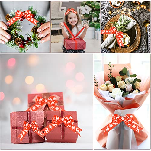 Snowflake Elk Christmas Ribbon: 2 Rolls, 20M