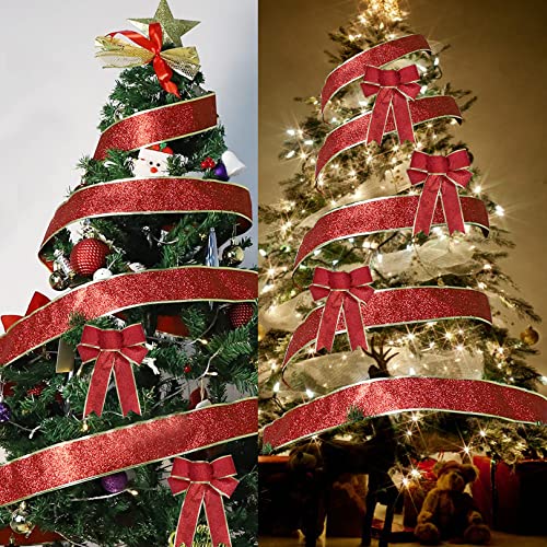 Glitter Christmas Tree Ribbon for Festive Gift Wrapping