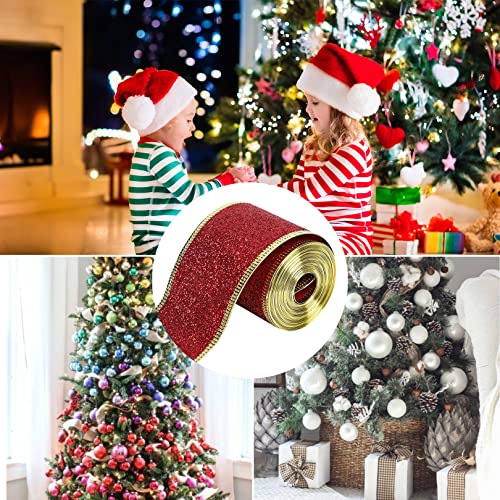 Glitter Christmas Tree Ribbon for Festive Gift Wrapping