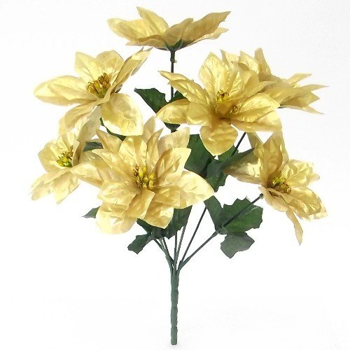3 X Bunches of Poinsettia 30cm Artificial Poinsettia Bush Choice Of 3 Colours