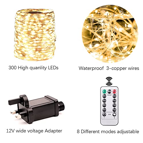 Christmas Fairy String Lights - 300 LEDs, 2-Pack