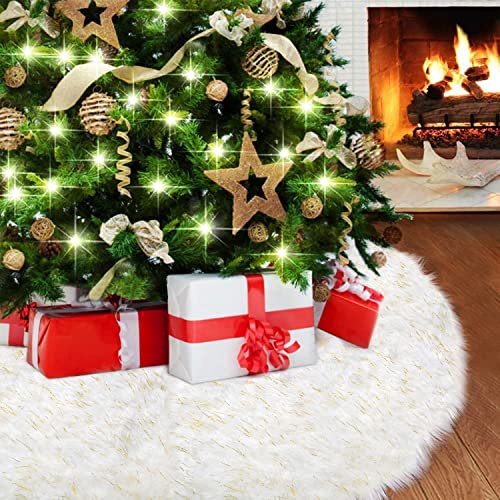 Luxury Plush Snow White Christmas Tree Skirt