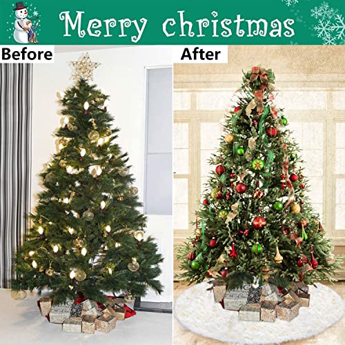Luxury Plush Snow White Christmas Tree Skirt
