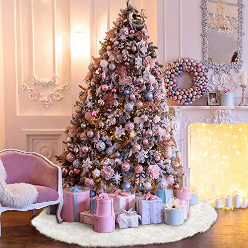Luxury Plush Snow White Christmas Tree Skirt