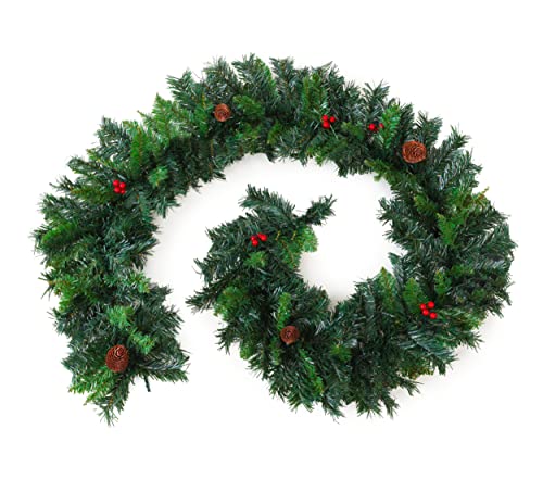 72" Christmas Green Garland with Berries and Pinecones (PM44)