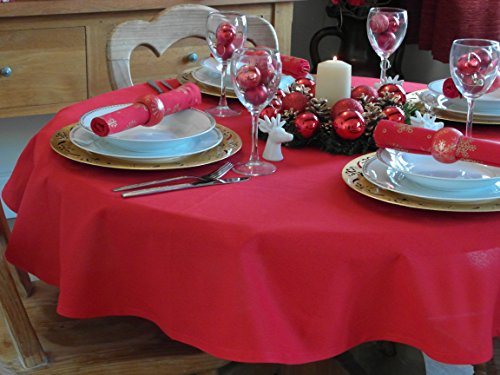  Christmas Red Round Tablecloth 55" Diameter (4 Seater)