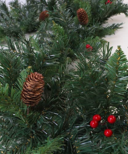 72" Christmas Green Garland with Berries and Pinecones (PM44)