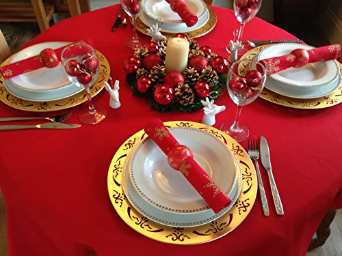  Christmas Red Round Tablecloth 55" Diameter (4 Seater)