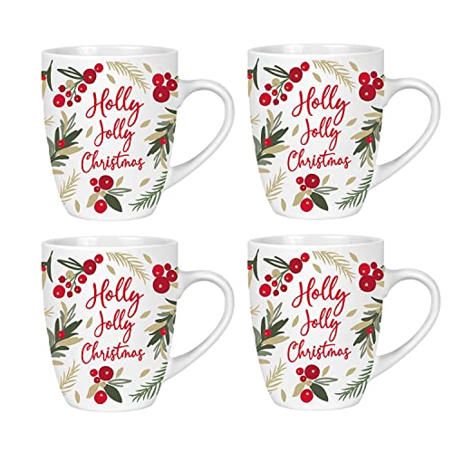 Joyful Holiday Ceramic Mug Set - Festive Christmas Tableware