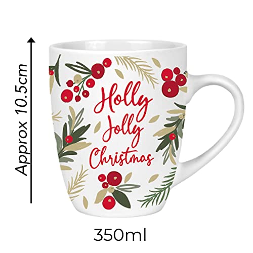 Joyful Holiday Ceramic Mug Set - Festive Christmas Tableware