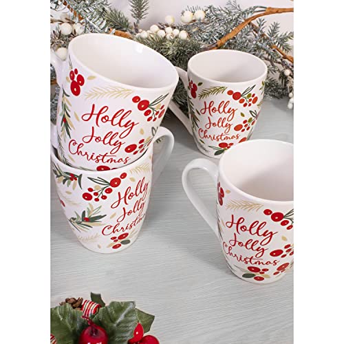 Joyful Holiday Ceramic Mug Set - Festive Christmas Tableware