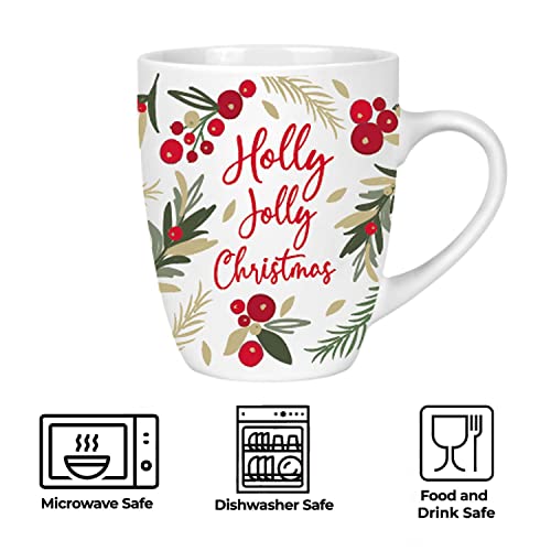 Joyful Holiday Ceramic Mug Set - Festive Christmas Tableware