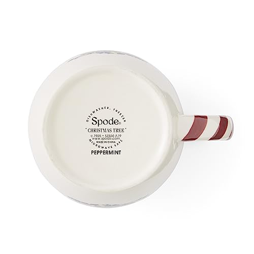 Spode Christmas Tree Mugs with Peppermint Handles Set of 4