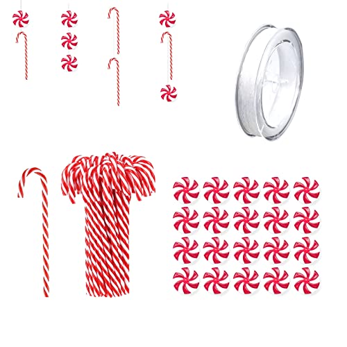40 Pcs Christmas Lollipop Ornament Plastic Candy Cane Christmas Tree Hanging Ornaments,