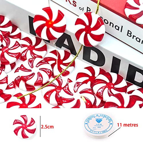  40 Pcs Christmas Lollipop Ornament Plastic Candy Cane Christmas Tree Hanging Ornaments, 