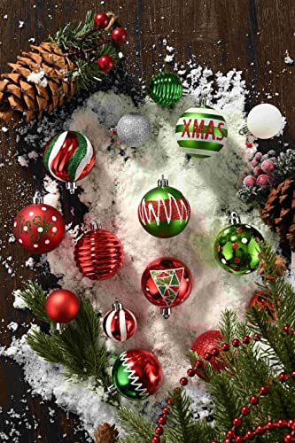 Valery Madelyn 20pcs 6cm Shatterproof Christmas Baubles, Classic Collection Red White and Green Christmas Ball Ornaments for Christmas Tree Decoration