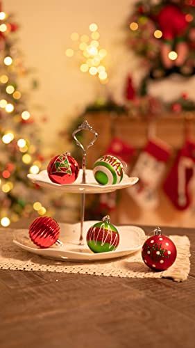 Valery Madelyn 20pcs 6cm Shatterproof Christmas Baubles, Classic Collection Red White and Green Christmas Ball Ornaments for Christmas Tree Decoration