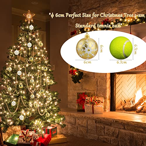 Christmas Tree Baubles Gold and White 6cm 30pcs, Shatterproof Christmas Baubles for Christmas Tree Decorations, 