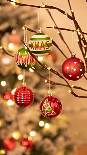 Valery Madelyn 20pcs 6cm Shatterproof Christmas Baubles, Classic Collection Red White and Green Christmas Ball Ornaments for Christmas Tree Decoration