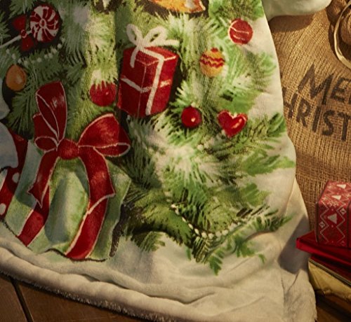  Christmas Tree Fleece Throw, Green, 130x170cm By Homespace Direct