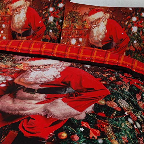  Father Christmas Sleigh Ride Duvet Cover Bedding Set In Single - Double - King 