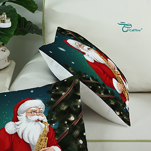 Set of 3 CaliTime Throw Pillow Covers 45cm X 45cm, Christmas Holidays Print, Snowman Reindeer Santa Clause Combo Set