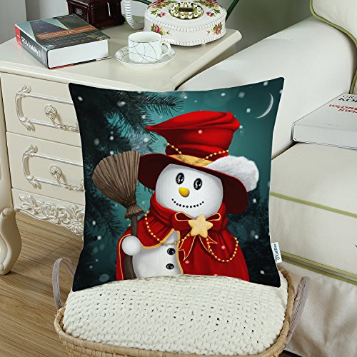 Set of 3 CaliTime Throw Pillow Covers 45cm X 45cm, Christmas Holidays Print, Snowman Reindeer Santa Clause Combo Set
