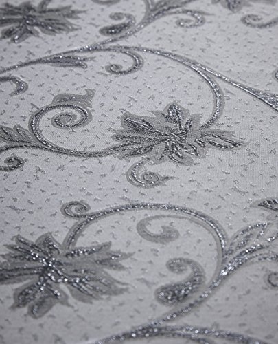 Christmas Table Cloth Glitter Effect 140 X 230 cm Seats 8 Ravina Silver Grey