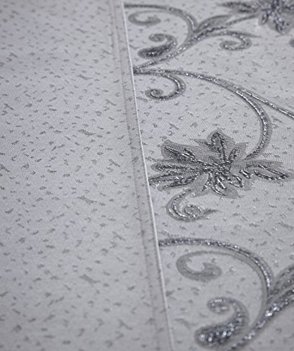Christmas Table Cloth Glitter Effect 140 X 230 cm Seats 8 Ravina Silver Grey
