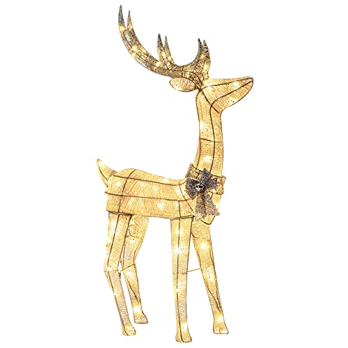 Solpex Christmas Reindeer Deocrations Lighted Xmas Reindeer 100 LED Twinkling deer Deocrations for Home、Garden and Party（ 120cm, Warm White）