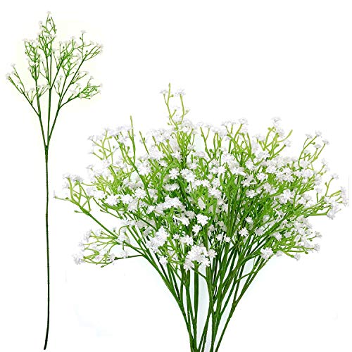 JZK 9 x Stems 27 branches of white baby’s breath artificial flowers fake gypsophila flower bouquets wedding decorations table centerpiece decor