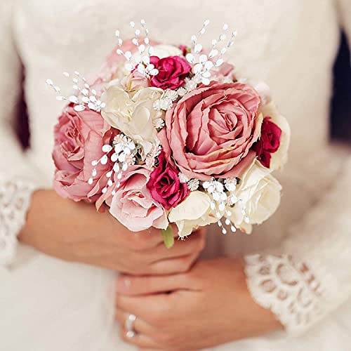 Brides Bouquet,Pearl Sticks 50 Pack Pearl Sprays Corsage Creations Maids Pearl Stems Wedding Pearl Flower Spray for Wedding Home Party Decoration Art Craft 10 Inch