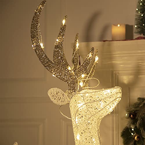 EAMBRITE Christmas Reindeer Light up Deer Deocrations Mains Powered LED Twinkling Reindeer for Home and Garden - Large 1.2m, Warm White