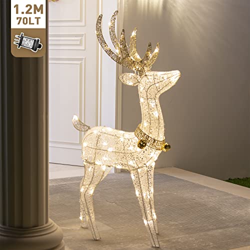 EAMBRITE Christmas Reindeer Light up Deer Deocrations Mains Powered LED Twinkling Reindeer for Home and Garden - Large 1.2m, Warm White