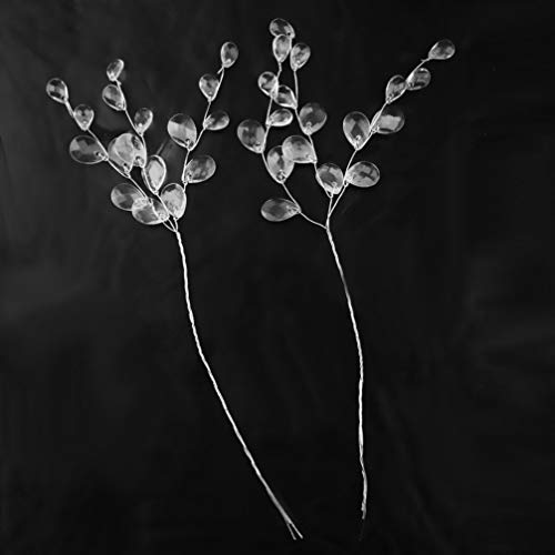 BESPORTBLE 50pcs Artificial Flower Stem Christmas Crystal Berry Stem Flower Branch for Holiday Party DIY Xmas Tree Crafts Decoration White