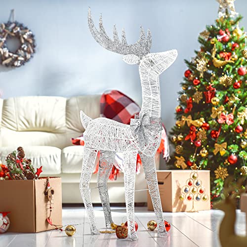 Solpex Christmas Reindeer Deocrations Lighted Xmas Reindeer 100 LED Twinkling deer Deocrations for Home、Garden and Party（ 120cm, Warm White）
