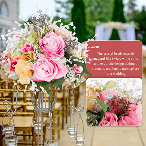 Baoblaze 50pcs Water Drop Artificial Acrylic Flower Picks Crystal Diamante Flower Branches For Party Wedding Floral Decoration - White, 15cm