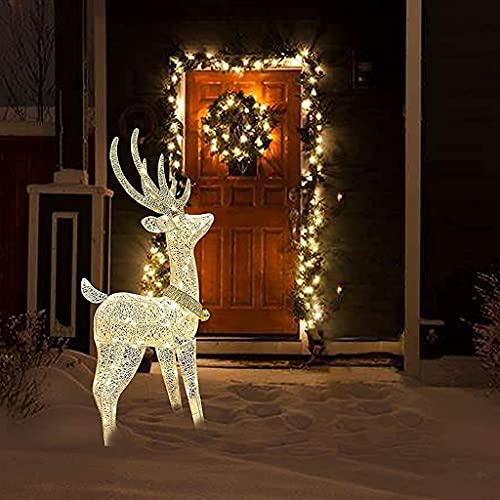 EAMBRITE Christmas Reindeer Light up Deer Deocrations Mains Powered LED Twinkling Reindeer for Home and Garden - Large 1.2m, Warm White
