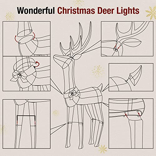 Solpex Christmas Reindeer Deocrations Lighted Xmas Reindeer 100 LED Twinkling deer Deocrations for Home、Garden and Party（ 120cm, Warm White）