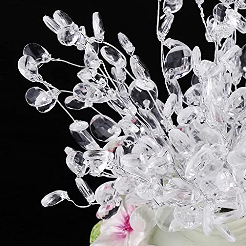 15cm 50pcs Artificial Flower Stem With Crystal Acrylic Beads Water Drop Flower picks Crystal Diamante Flower Branches Home Wedding Decor - White, 15cm