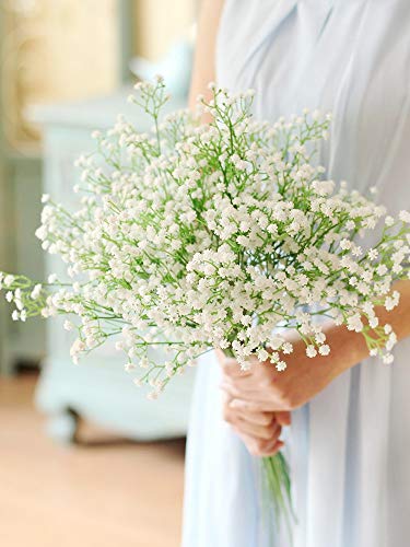 JZK 9 x Stems 27 branches of white baby’s breath artificial flowers fake gypsophila flower bouquets wedding decorations table centerpiece decor