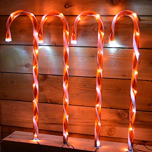 4pc Candy Cane Light up Garden Set