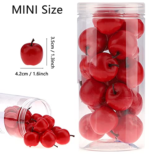 Meiwlong 27 PCS Fake Artificial Lifelike Red Apples Decoration Home Faux Realistic Plastic Centerpieces Fruit Ornament Party Christmas Indoor Festival
