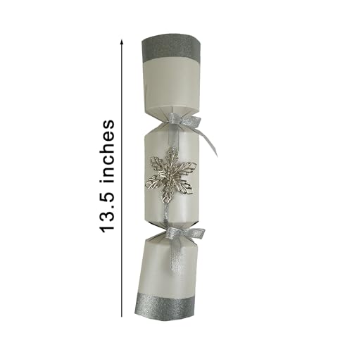 Exquisite Collection Box of 6 Premium Silver Snowflake Christmas Crackers 13.5" Wide 