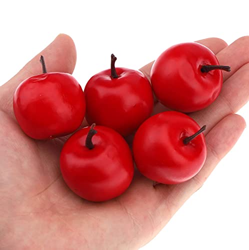 Meiwlong 27 PCS Fake Artificial Lifelike Red Apples Decoration Home Faux Realistic Plastic Centerpieces Fruit Ornament Party Christmas Indoor Festival