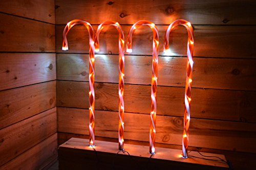 4pc Candy Cane Light up Garden Set